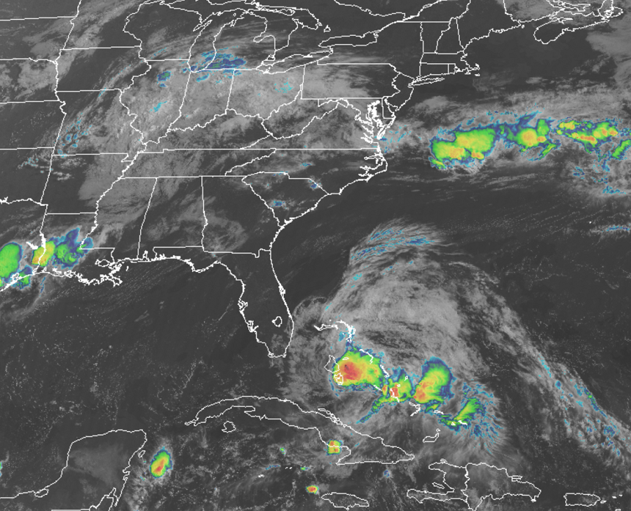 Latest satellite image shows Hurricane Isaias over the Bahamas. Image: NOAA