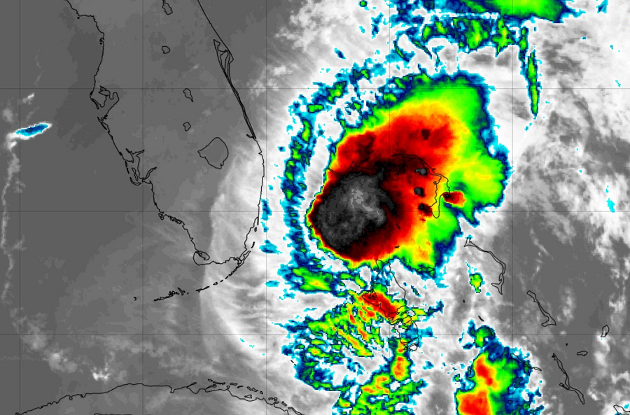 Current GOES-East weather satellite shows Isaias in between Florida's east coast and the Bahamas. Image: NOAA
