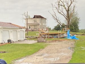 Beyond corn fields, the derecho also badly damaged or destroyed homes, barns, and businesses across the Midwest. Image: Kyle Williams