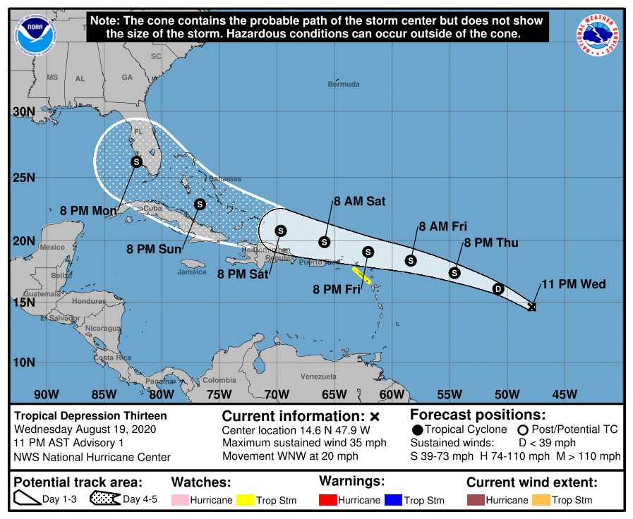 Latest official forecast track from the National Hurricane Center. Image: NHC