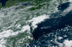 The current GOES-East weather satellite shows clouds associated with a heavy rain making system blossoming over portions of the Mid Atlantic. Image: NOAA