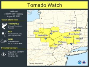 This Tornado Watch is among many watches and warnings expected today for severe weather. Image: NWS