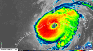 Hurricane Laura made landfall near Cameron, LA. Image: NOAA