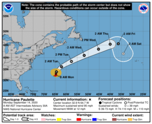 Latest official track for Paulette.  Image: NHC
