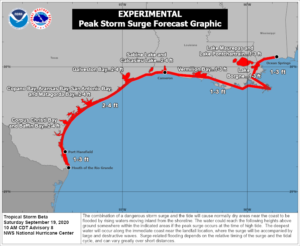 A life-threatening storm surge could impact a large part of the Gulf Coast in the coming days. Image: NHC