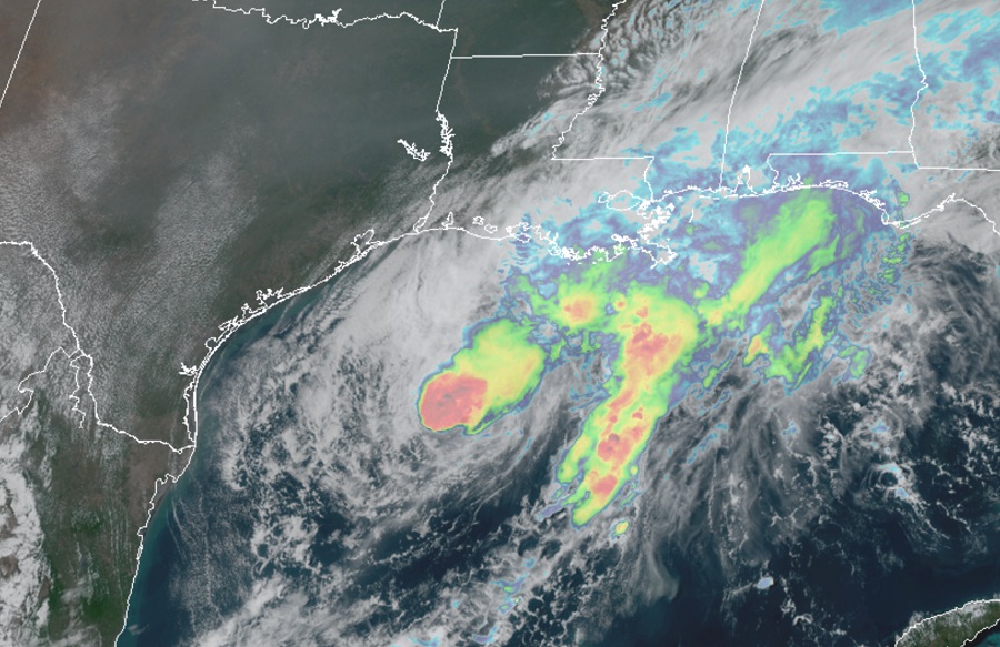 Latest satellite view of Beta in the Gulf of Mexico. Image: NOAA