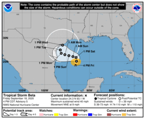 Beta is forecast to drift slowly over the western Gulf of Mexico for many days. Image: NHC