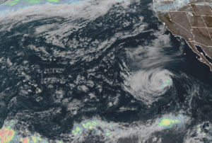 Tropical Storm Lowell is spinning between Hawaii and the west coast of Mexico. Image: NOAA
