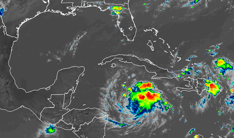 Current satellite view of Tropical Storm Nana. Image: NOAA
