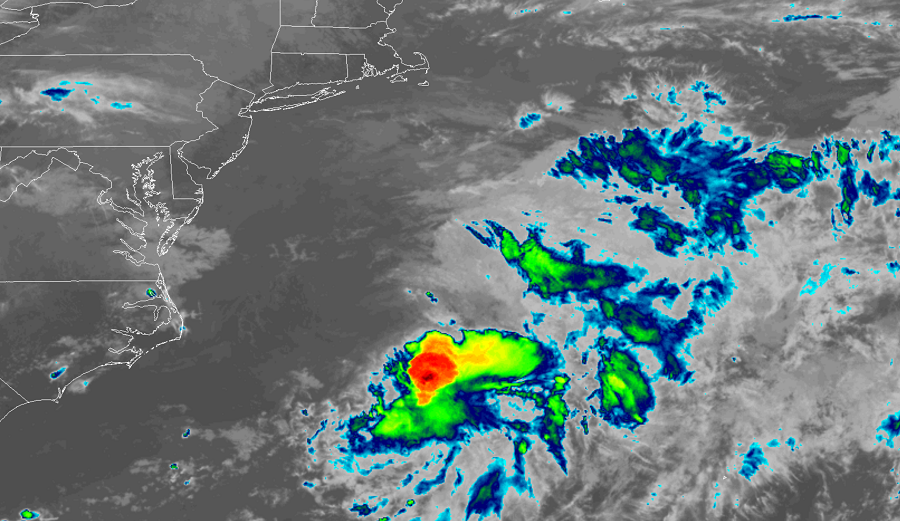 Tropical Storm Omar has formed off of the U.S. East Coast. Image: NOAA