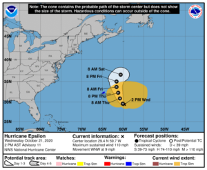 Latest official track of Epsilon. Image: NHC