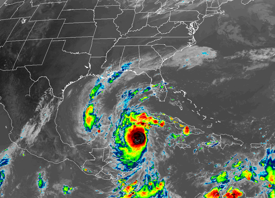 Major Hurricane Delta, now a category 4 hurricane, is forecast to eventually strike the United States. Image: NOAA
