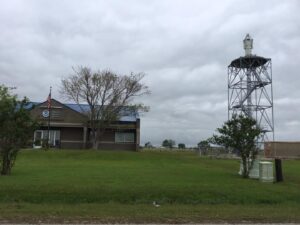 All that's left of the Lake Charles National Weather Service RADAR site: a damaged antenna and missing radome. Image: NWS Lake Charles