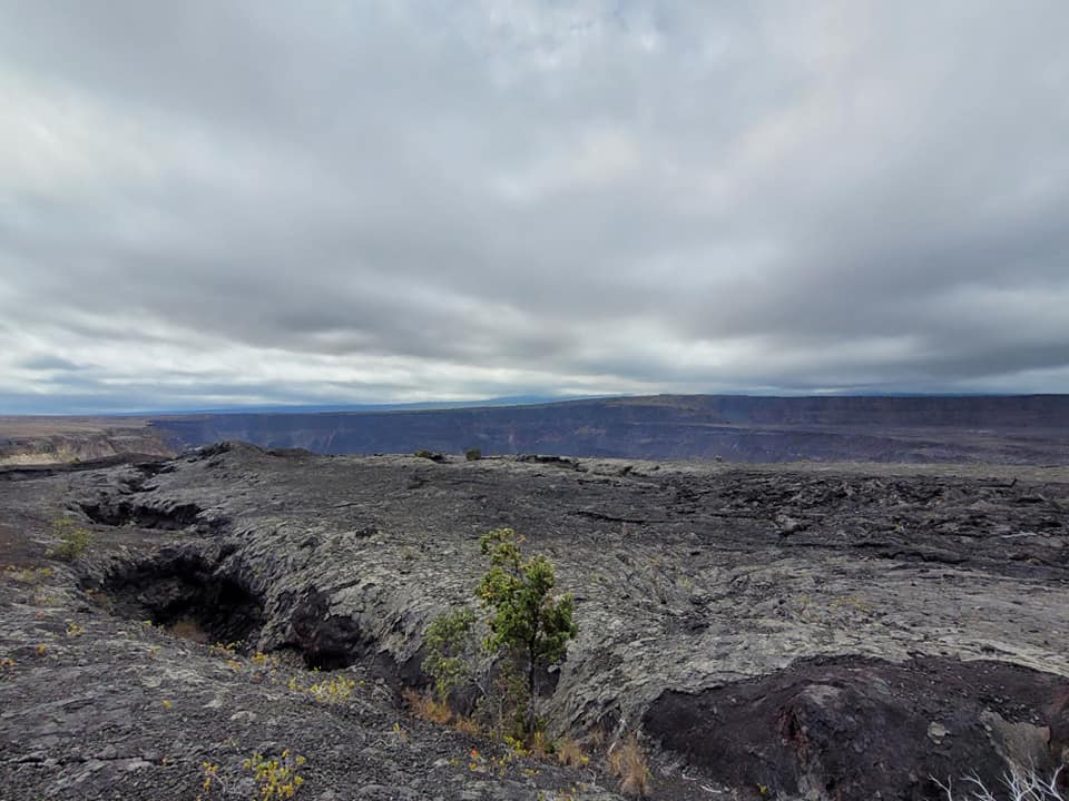 The activity, or lack thereof, here at Kilauea Volcano could influence precipitation in the state. This is the view peering into Kilauea's caldera in October 2020. Image: Weatherboy