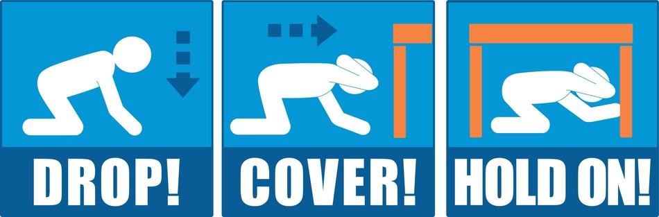 The instructions are straightforward: at 10:15am on October 15, everyone should drop, cover, and hold on. Image: ShakeOut.org