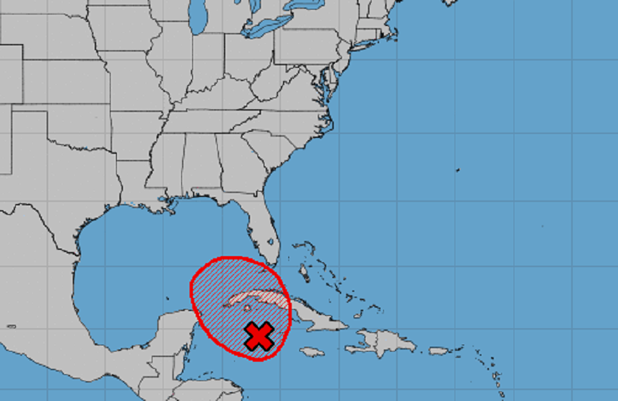 The area in red reflects the area likely to see a tropical cyclone form soon. Image NHC