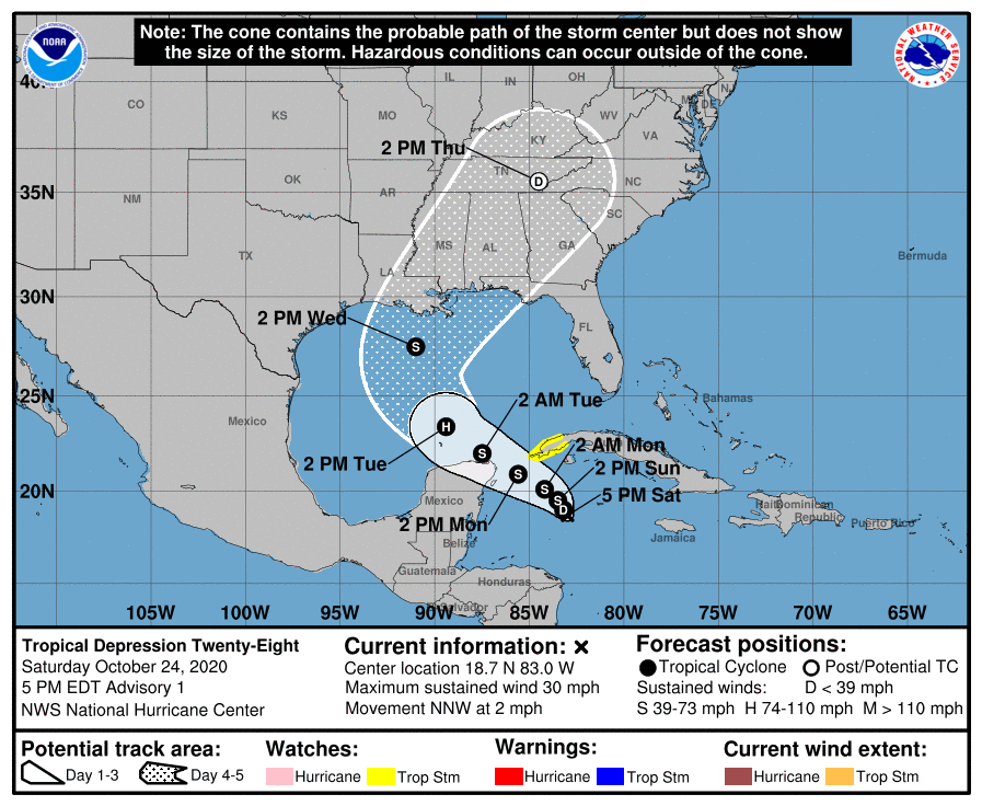 Tropical Depression #28 has formed. Image: NHC