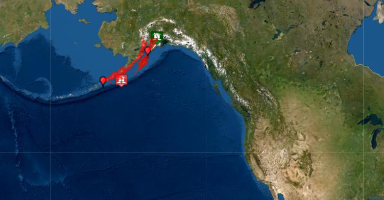 A Tsunami Warning is currently in effect in the area in red. Image: NWS