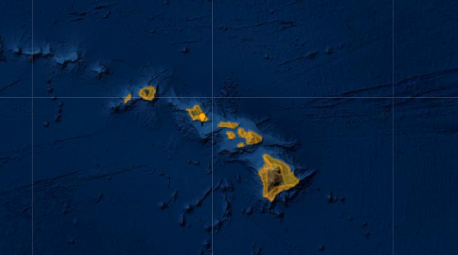 A Tsunami Advisory is in effect in the orange area. Image: NWS