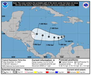 The official track for what will be named Iota. Image: NHC