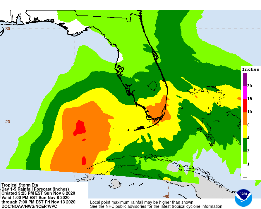 More heavy rain is expected to fall on Florida in the coming days. Image: NWS