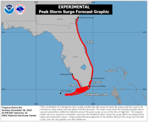 A substantial storm surge will inundate portions of the Florida coast. Image: NHC