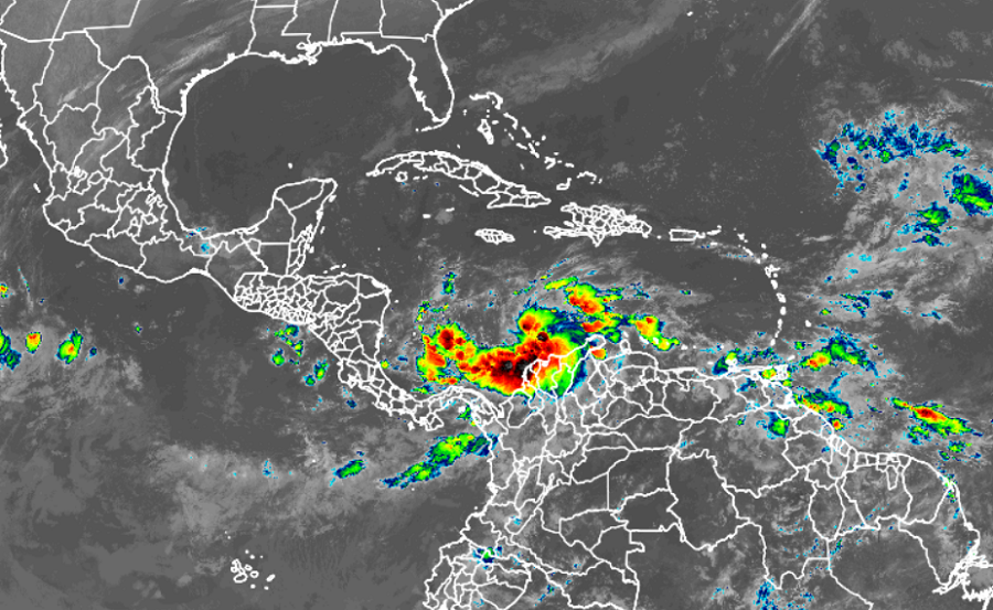 Latest GOES-East weather satellite view shows Iota developing in the Caribbean.  Image: NOAA