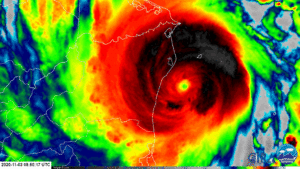 Hurricane Eta inches towards the Central America coastline. Image: NOAA