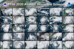 Satellite images of the 2020 Atlantic Hurricane Season's named storms. Image: NOAA