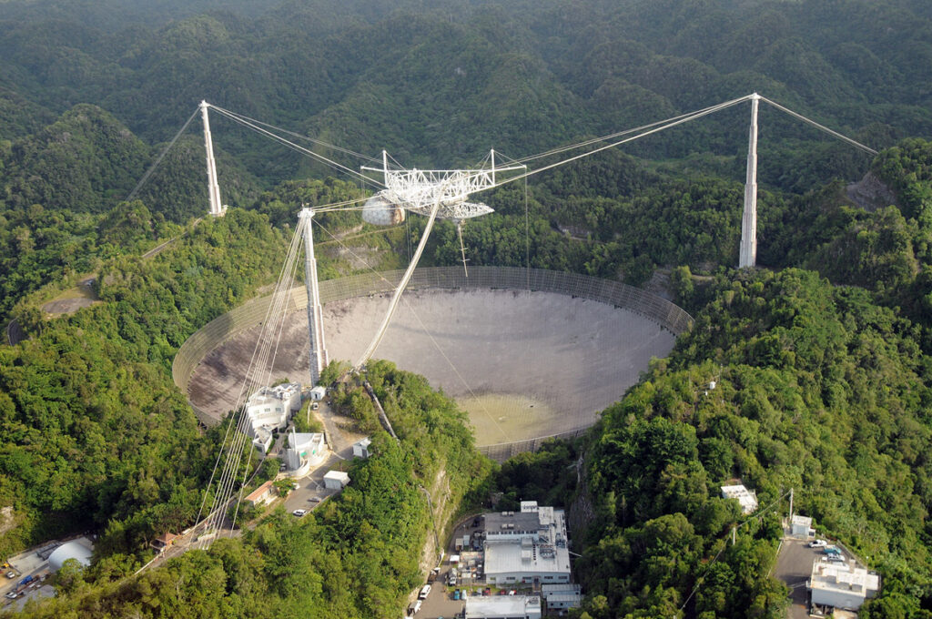 Before: Arecibo was an incredible structure made famous for its work in the astronomy fields and by being showcased in pop culture over the decades. Image: UCF