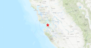 An earthquake struck near Monterey, California a short time ago. Image; USGS