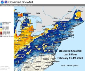 The most recent storm brought more snow to the eastern U.S.. Image: NWS