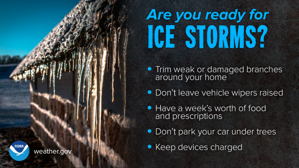 The National Weather Service wants people prepared for an ice storm before it occurs. Image: NWS