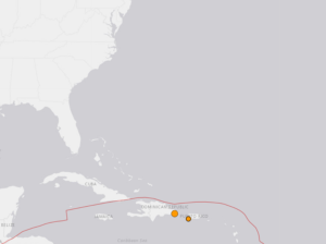 An earthquake struck the Dominican Republic today. More quakes also rattled the western end of Puerto Rico. Image: USGS