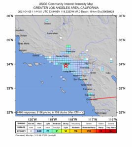 Thousands of people reported feeling the earthquake to the USGS today. Image: USGS