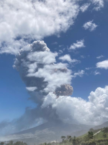 The view of the La Soufriere volcano erupting on the Caribbean island of St. Vicent, taken at 11:08 am this morning. Image: Richard Robertson / University of the West Indies Seismic Research Centre