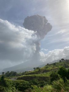 An explosive eruption has begun at the La Soufrière volcano in St. Vincent. Image: University of the West Indies Seismic Research Centre
