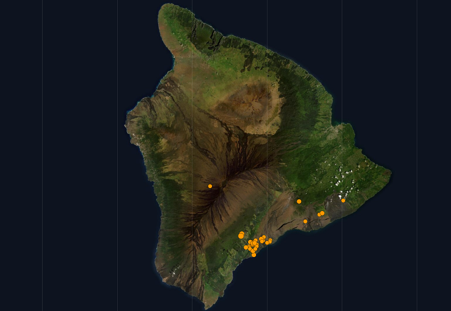Today's earthquake was the strongest yet in a seismically active week in which more than 150 earthquakes have rocked Mauna Loa, the world's largest active volcano. Image: USGS