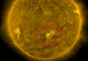 The GOES Solar Ultraviolet imager shows a large Coronal Mass Ejection (CME) exploding off the Sun. Image: NOAA