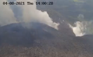 Webcams fixed on the La Soufriere Volcano show steam and smoke volumes increasing at the volcano, a sign of an imminent eruption. Image: UWI Seismic Research Centre