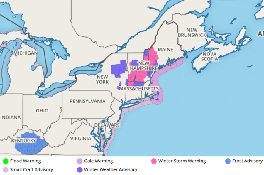 Winter Storm Warnings have been issued for the threat of heavy snow. Image: weatherboy.com