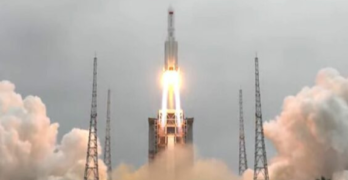 China launched the giant rocket on Thursday from Hainan Island. Image: CCTV
