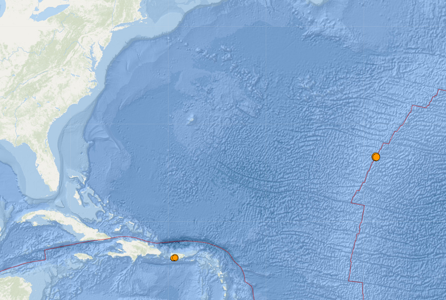 Memorial Day kicked off with 3 moderate earthquakes along the Mid Atlantic ridge. Image: USGS