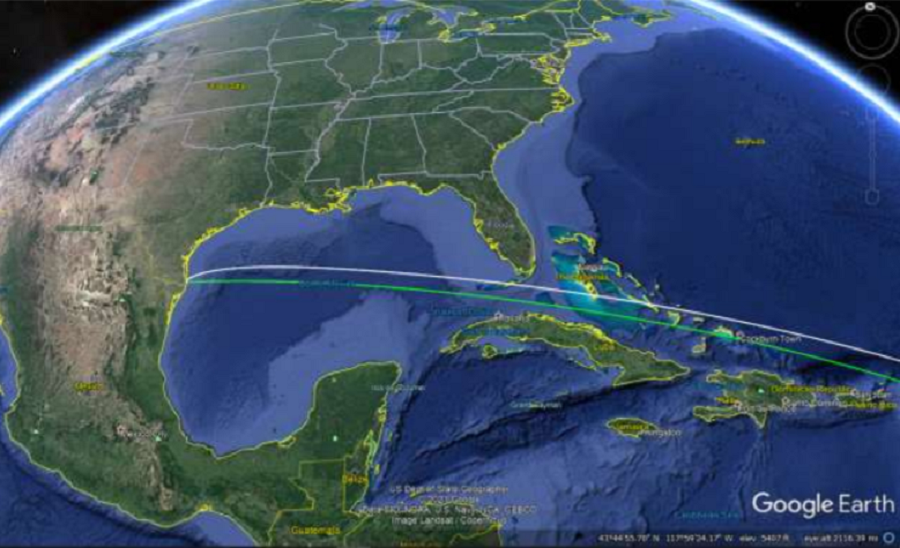 The SpaceX Starship will lift off from Texas and travel up and over the Gulf of Mexico. Image: FCC