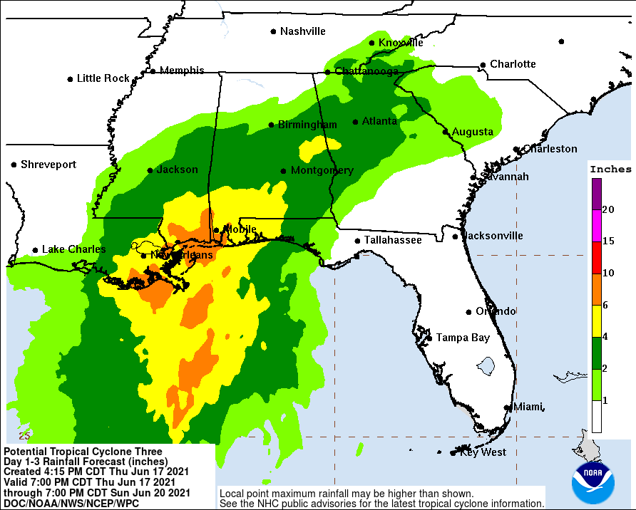 Extremely heavy rain is possible as this system impacts the central Gulf coast. Image: NHC