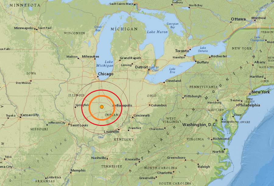 More than 3,000 people reported to the USGS that they felt today's earthquake. Image: USGS