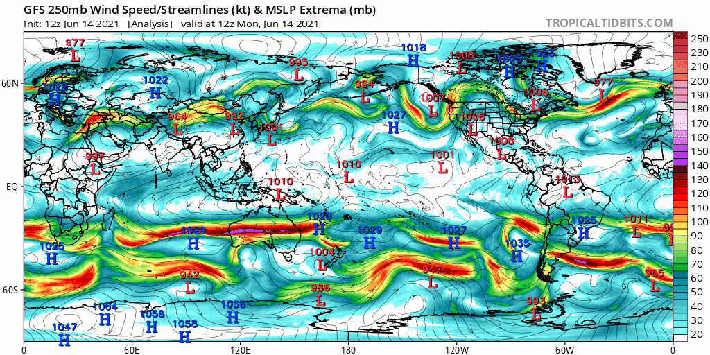 The American GFS computer forecast model illustrates how the jetstream could carry any gas leaving the Chinese plant could travel over the Pacific and into the United States. Image: tropicaltidbits.com