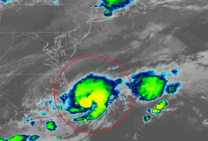 A tropical cyclone is taking shape off the Mid Atlantic Coast. Image: NOAA