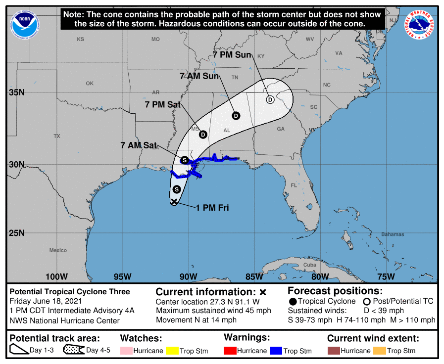 Latest storm track from the National Hurricane Center.  Image: NHC