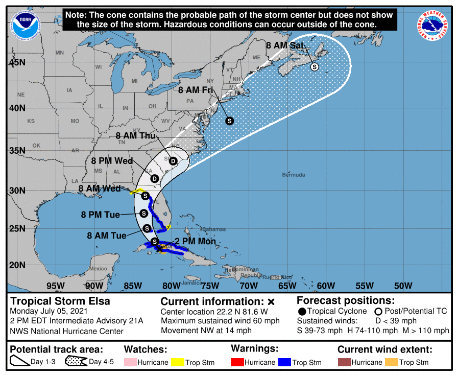 The latest forecast track from the National Hurricane Center.  Image: NHC
